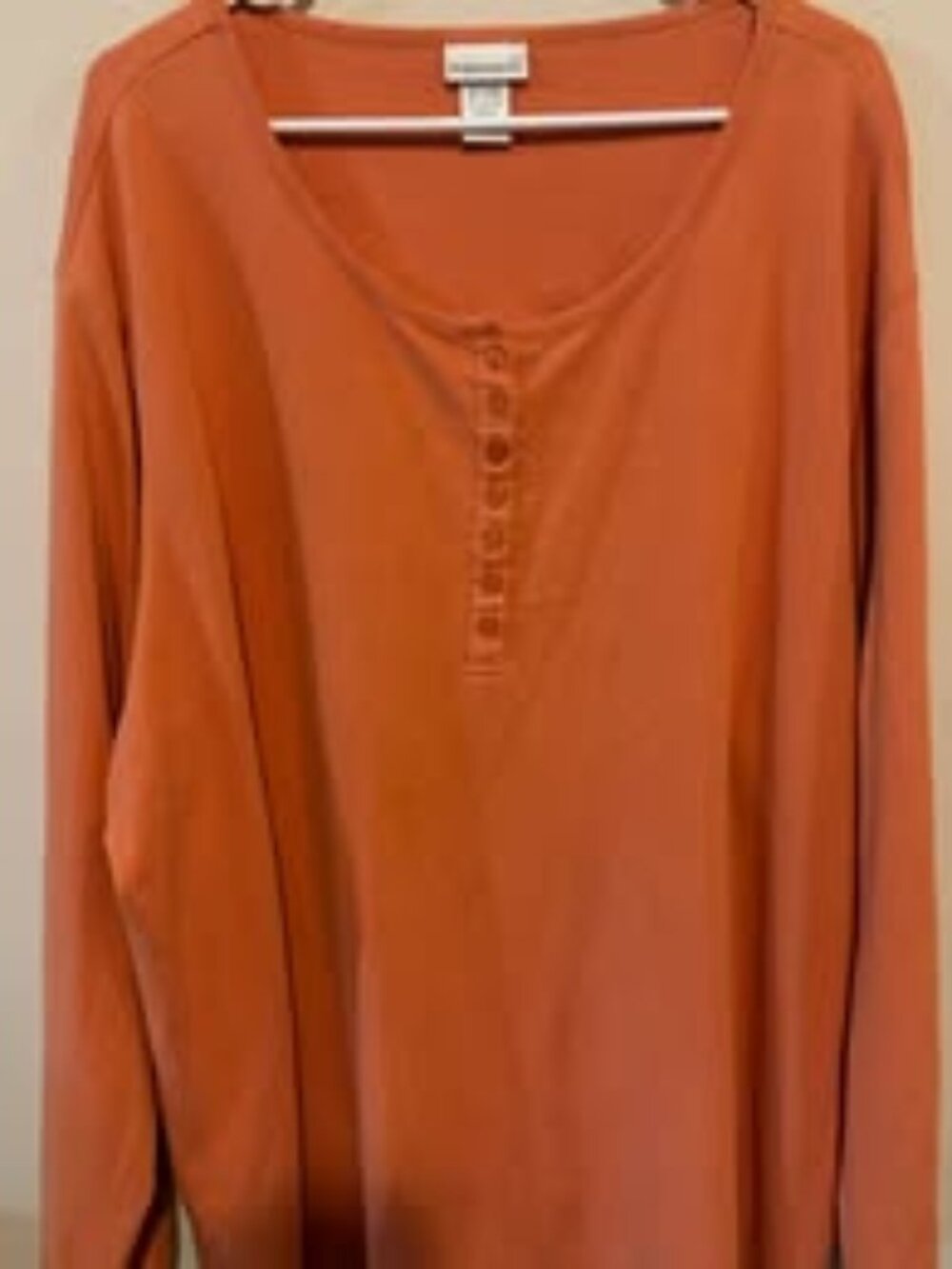Fashion Bug Waffle Knit Henley Top – Women's Size 30/32W – Rust Orange